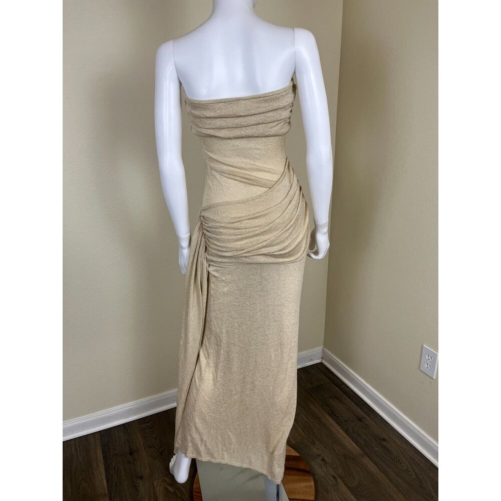 Meshki Strapless Ruched Maxi Dress in Beige - Picture 11 of 15